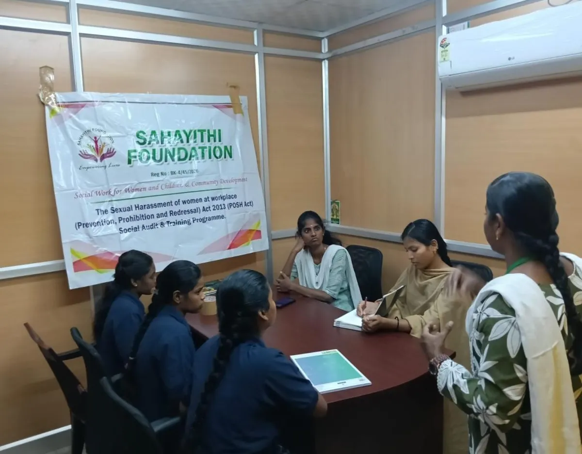 POSH Internal Committee training workshop conducted at Srinithi Garments, Solipalayam, Tiruppur